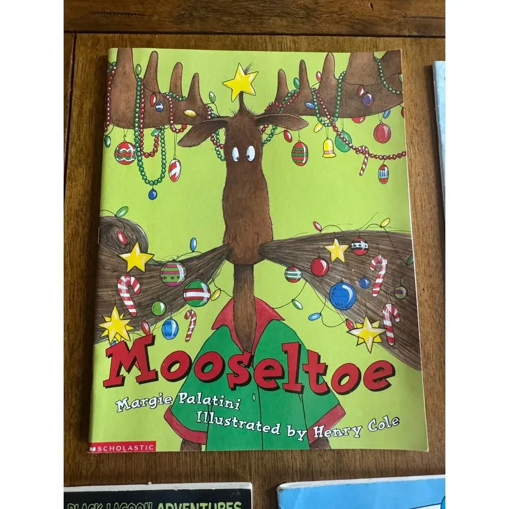 Scholastic Christmas Kids Book Lot 5 Mooseltoe Santa's Moose Black Lagoon